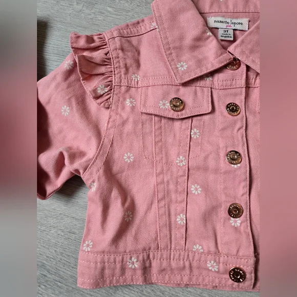 Nanette Lepore Girls Pink Jean Jacket - Picture 5 of 10